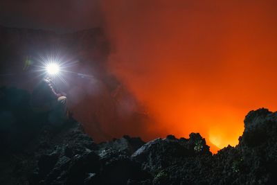 Person at volcanic landscape