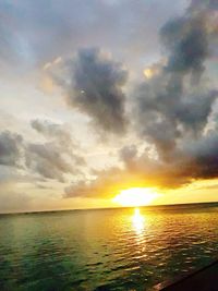 Scenic view of sea at sunset