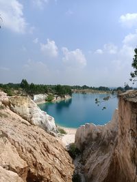 Scenic view of lake against sky