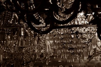 Full frame shot of illuminated chandelier