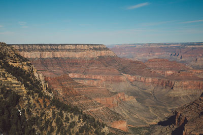 High angle view of rock formations against sky