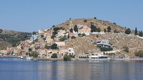 River against built structures