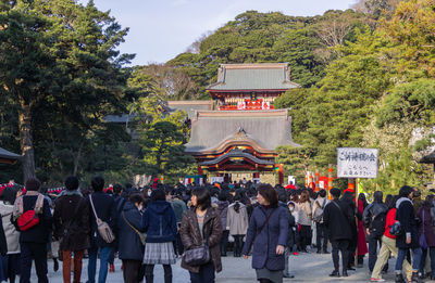 Group of people in front of building