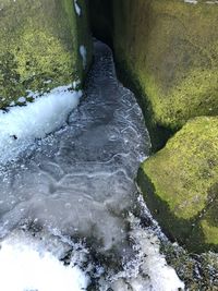 High angle view of waterfall