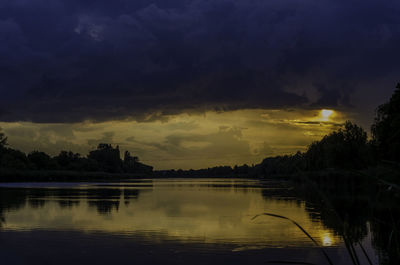 Scenic view of dramatic sky at sunset