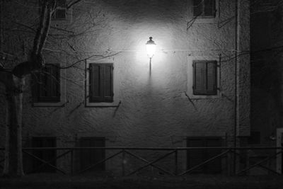 Low angle view of illuminated building