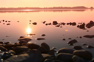 Scenic view of sea against sky during sunset