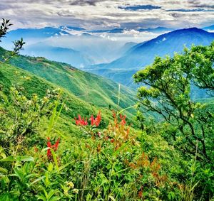 Scenic view of mountains against sky