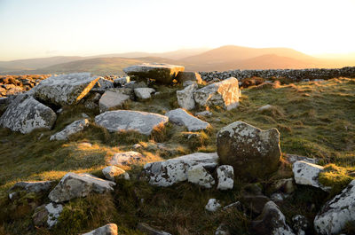 Scenic view of landscape against sky during sunset