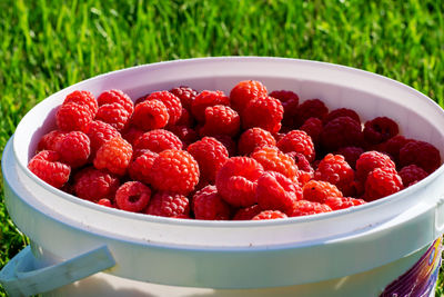 Close-up of strawberries in bowl