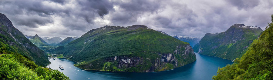 Panoramic view of mountains against sky