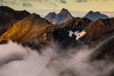 Panoramic view of mountains against sky