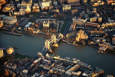 High angle view of city of london  at waterfront