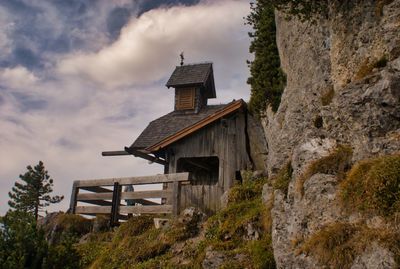 Low angle view of old building against sky