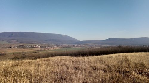 Scenic view of landscape against clear sky