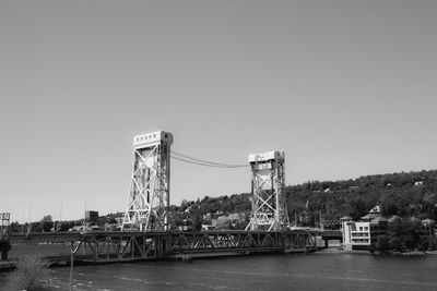 Bridge over river against clear sky