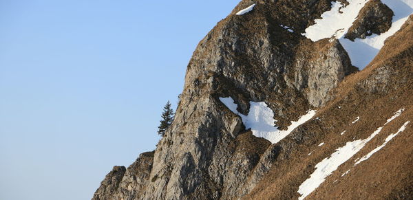 Low angle view of rock formation against sky