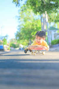 Portrait of cute boy outdoors