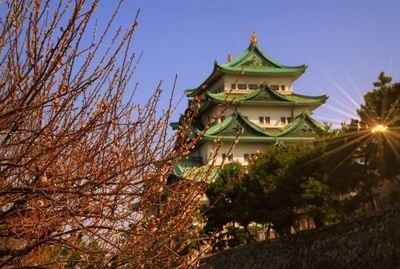 Low angle view of nagoya castle against clear sky