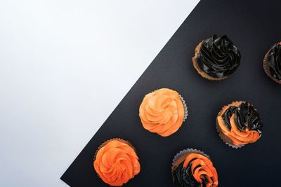 Directly above shot of cookies on white background