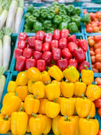 Bell peppers for sale at market stall