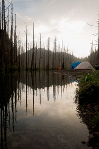 Scenic view of lake against sky