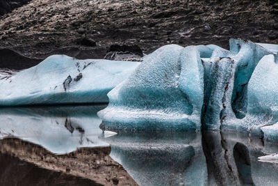 Close-up of frozen lake