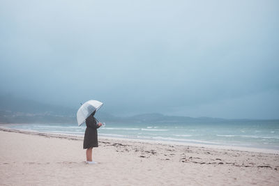 Full length of man on beach against sky