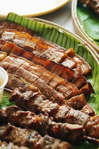Close-up of food on barbecue grill