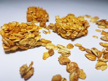 Close-up of food over white background