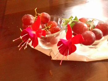 Close-up of strawberries on table