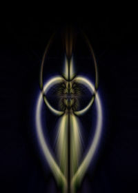 Digital composite image of illuminated light over black background