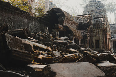 Old ruin of building in forest