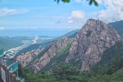 Panoramic view of landscape and mountains against sky