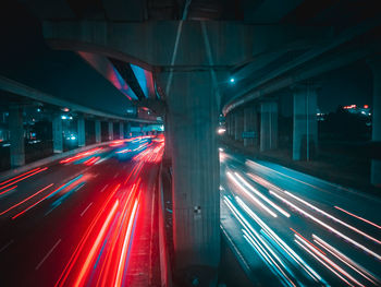 Light trails on the road at night, a view from my kodak lense