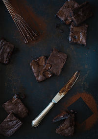 High angle view of chocolate on table