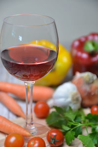 Close-up of drink in glass on table