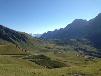 Scenic view of mountains against clear sky