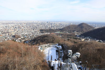 High angle view of townscape against sky