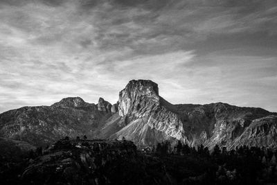 Scenic view of mountain range against sky