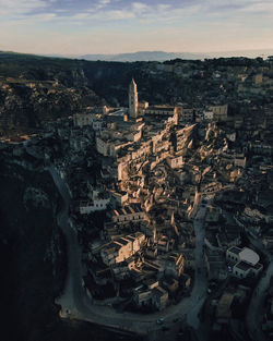 High angle view of townscape against sky