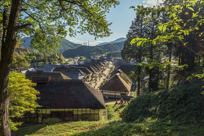 Thatched roof houses of ouchi-juku post station in fukushima prefecture, japan