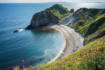 High angle view of sea shore