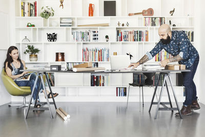 Architects working at home office