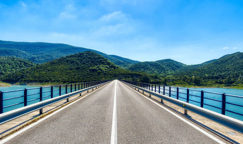 Surface level of road against sky