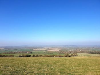 Scenic view of landscape against clear blue sky