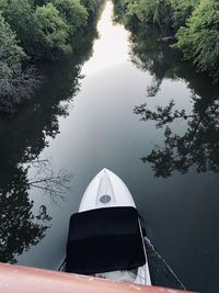 High angle view of boat in lake