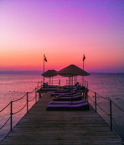 View of pier at sunset