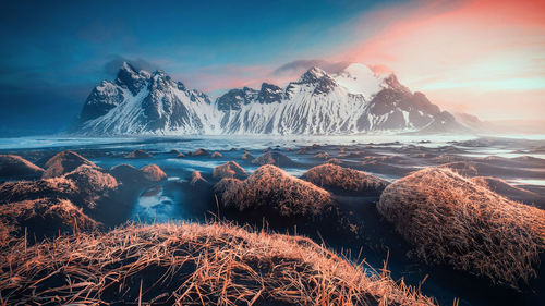 Panoramic view of sea against sky during sunset