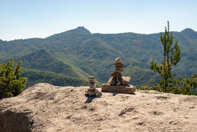 Scenic view of mountains against clear sky